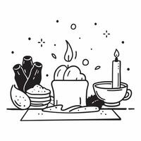 Festive table with a turkey and candles with copy space concept as A festive table featuring a roasted turkey and lit candles creating a warm Thanksgiving atmosphere with ample bl Cleans vector
