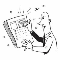 Finance Manager with Spreadsheet and Calculator concept as A finance manager reviewing a spreadsheet and using a calculator set against a dreamy background offering ample space for Cleans vector