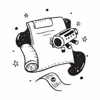 Film Camera with Obsolete Certificate and Film Roll concept as A film camera with an obsolete certificate and film roll set against a dreamy background offering ample space for tex Cleans vector