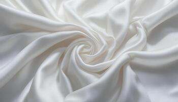 Elegant folds of smooth white silk fabric with a spiral pattern, showing texture and soft light photo