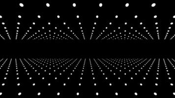 minimalist grid with dots in cyberspace in parallax motion, black and white background with 3d abstract organized space video