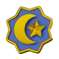 3D render, Crescent Moon Star with Intricate Geometric Patterns, Icon Illustration png
