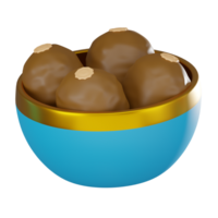 3D render, Dates Bowl for Traditional and Festive Use, Icon Illustration png