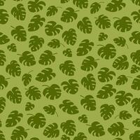Green tropical Monstera leaf repeat and seamless pattern on green background, trendy botanical print tile design for textile and wallpaper vector