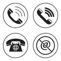 Four different icons of telephone, phone, and no call sign vector