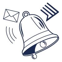 An icon of a bell with envelopes and mail vector
