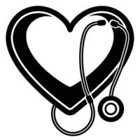 A heart shaped stethoscope and heart symbol vector