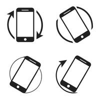Four different icons of a smartphone with a circle around it vector