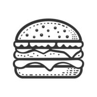 Hamburger Icon. Juicy hamburger icon from restaurant collection. Contour isolated on white background. vector