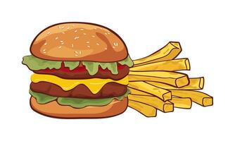 Hamburger and fries vector