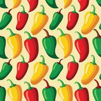 seamless pattern of peppers on yellow background vector