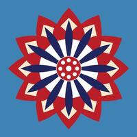 a red, white and blue flower with a center dot vector