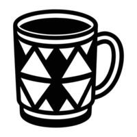 a black and white mug with geometric patterns vector