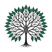 Boho tree mandala art with organic patterns vector