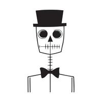Skeleton in Top Hat and Bow Tie Design image isolated on white background vector