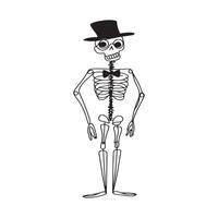 Funny Skeleton in Top Hat and Bow Tie Design image isolated on white background vector