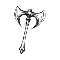 Black and white Tomahawk Axe image. Tomahawk Axe Stock Illustrations on white background. vector