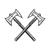 Black and white Two crossed halberds Design Illustrations isolated on white background. vector