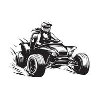Female Driver Ride On Buggy Car stock Image isolated on white background. vector