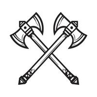 Two crossed halberds Design Illustrations isolated on white background. vector