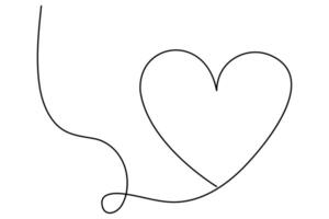 Continuous one line Heart single line outline illustration vector