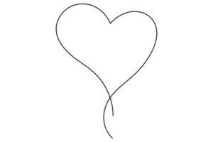 Simple heart continuous one line drawing vector