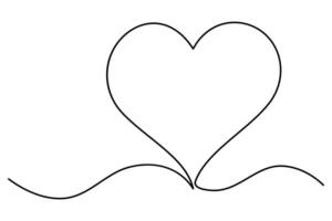 Continuous one line drawing Heart outline art illustration isolated on white background vector