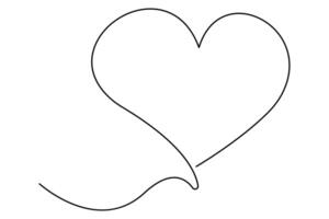 Elegant one line heart illustration hand drawn sketch vector