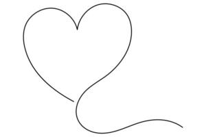 Continuous line drawing of Heart symbol art illustration vector