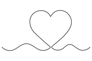 Heart continuous one line art drawing of heart hand drawn illustration vector