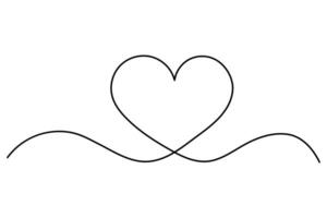 Continuous single line of Heart drawing outline illustration vector