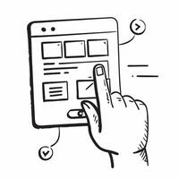 Human Hand with App Interface concept as Human hand pointing at a digital banking app interface on a screen in Photo Stock Concept Cleans vector