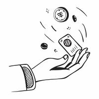 Human Hand Holding Digital Coin concept as Human hand holding a floating digital coin icon with copy space in Photo Stock Concept Cleans vector