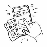 Human Finger on Budget App concept as A human finger interacting with a budget management app on a smartphone screen with space for additional text or images in Photo Stock Concep Cleans vector