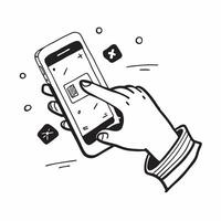 Human Finger on Payment App concept as A human finger interacting with a payment app on a smartphone screen featuring ample blank space around the device in Photo Stock Concept Cleans vector