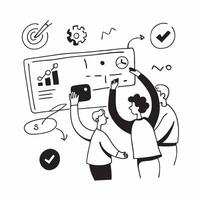 HR team collaborating on a diversity and inclusion strategy concept as A illustration of an HR team collaborating on a diversity and inclusion strategy using charts and digi Cleans Set 2 vector