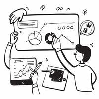HR team collaborating on a diversity and inclusion strategy concept as A illustration of an HR team collaborating on a diversity and inclusion strategy using charts and digi Cleans vector
