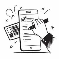 HR Manager with Resume and Phone concept as An HR manager reviewing a resume and using a phone set against a dreamy background offering ample space for text or graphics symbolizing Cleans vector