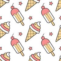 Hot summer seamless pattern with ice cream cones and popsicles for a sweet playful vibe concept as Ice cream cones and popsicles arranged in a seamless pattern for a playful and sw Cleans vector