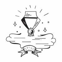 Honor Medal with Ribbon and Trophy concept as An honor medal with a ribbon and a trophy set against a dreamy background offering ample space for text or graphics symbolizing achiev Cleans vector