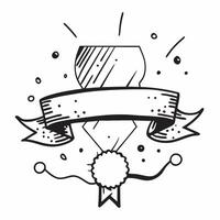 Honor Ribbon with Medal and Trophy concept as An honor ribbon with a medal and a trophy set against a whimsical background offering ample space for text or graphics symbolizing ach Cleans vector