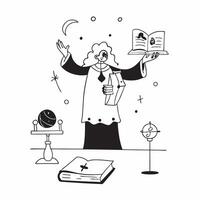 History Teacher with Maps and Books in Enchanted Classroom concept as Long shot of a history teacher with maps and books in an enchanted classroom The setting includes glowing glo Cleans vector