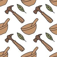 Heritage crafts and traditional tools seamless tile pattern with rustic tones concept as Rustic tones emphasize heritage crafts and traditional tools in seamless tile pattern in P Cleans vector