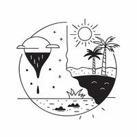 Heatwave and Lush Oasis concept as A view showing the impact of a heatwave and a lush oasis set against a dreamy background offering ample space for text or graphics symbolizing th Cleans vector
