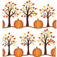Harvest autumn trees seamless tile pattern with apple orchards and pumpkin vines for festive fall decor concept as Apple orchards and pumpkin vines arranged seamlessly with autumn Cleans vector