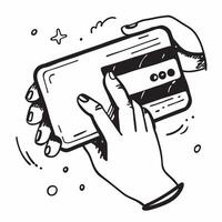 Hands Holding Digital Card concept as Hands holding a digital card against a plain background highlighting modern digital banking with ample copy space for text or graphics in Pho Cleans vector