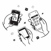 Hand Using Security Code on Phone concept as A hand entering a security code on a smartphone screen set against a plain background with room for additional content in Photo Stock Cleans Set 2 vector
