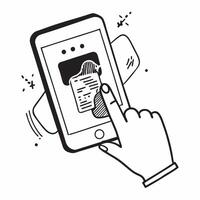 Hand with Biometric Scanner concept as A hand interacting with a biometric scanner on a mobile device with a Cleans background offering space for text or graphics in Photo Stock Co Cleans vector