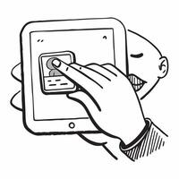 Hand Scanning Face on Phone concept as A hand scanning a face on a smartphone with a Cleans background offering ample space for text or graphics in Photo Stock Concept Cleans vector