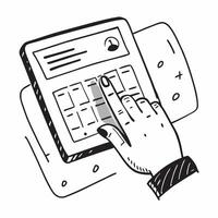 Hand Typing Secure Code on Tablet concept as A hand entering a secure code on a tablet keyboard set against a Cleans background with room for additional text or design elements in Cleans vector